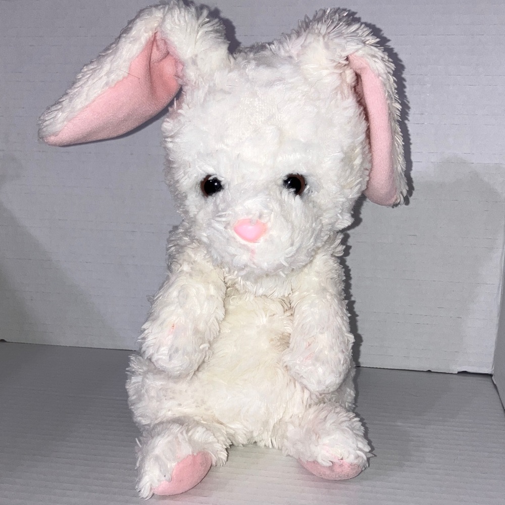 Gund White and Pink Curly Fur Plush Bunny Stuffed Toy 10”‎ Kohls Cares For Kids